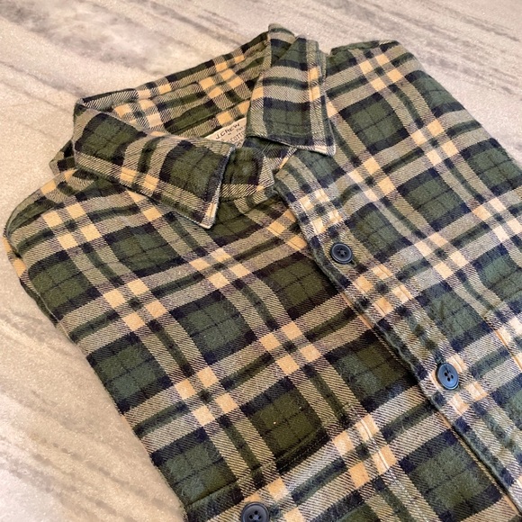 J.Crew Soft Cotton Plaid Flannel Green Shirt Size Small - Picture 2 of 5